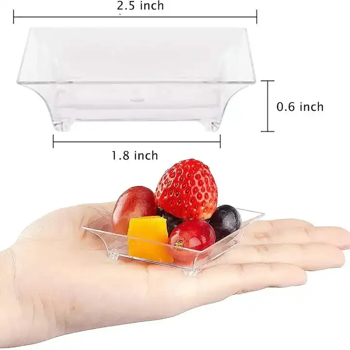 أطباق الحلوى الصغيرة 1 أونصة مع ملعقات تذوق 1 oz Small Dessert Plates with Tasting Spoons Square