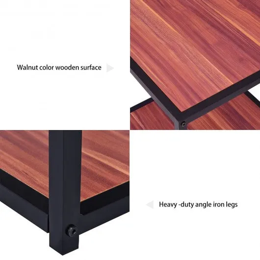 20" Metal Square Side Table Coffee Stand Bottom with 2-Tier Shelf