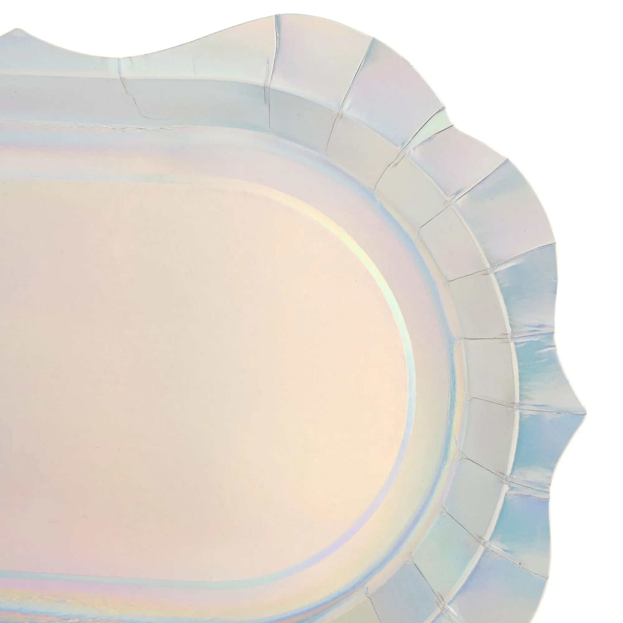 24 Holographic Silver Disposable Party Serving Trays with Scalloped Foil Edge (13 x 9 in)