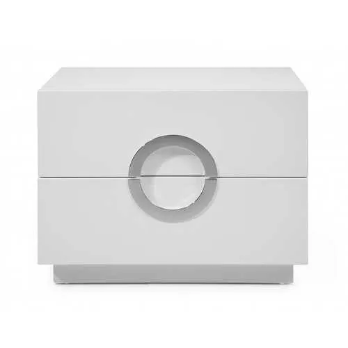 24" High Gloss white Two Drawer Nightstand