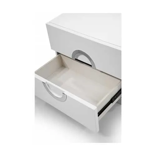 24" High Gloss white Two Drawer Nightstand