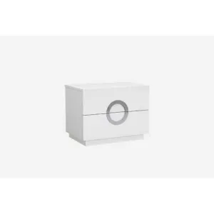 24" High Gloss white Two Drawer Nightstand