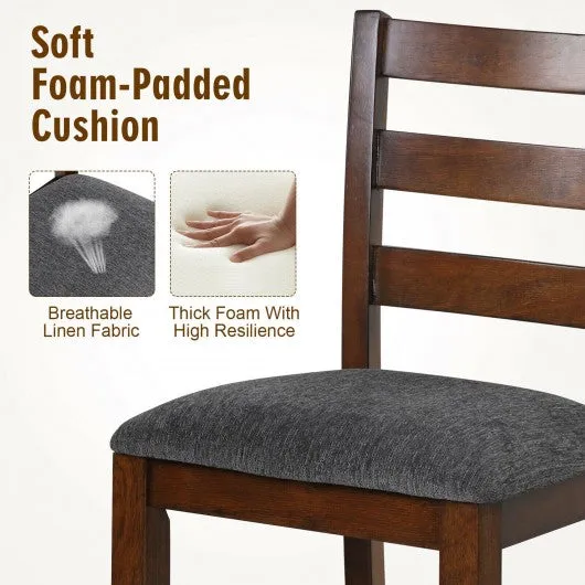 2Pcs Counter Height Chairs with Fabric Seat and Rubber Wood Legs