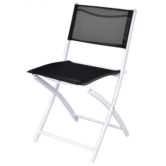 3 Pcs Folding Garden Patio Table Chairs Set -Black