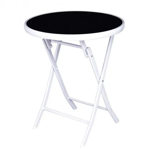 3 Pcs Folding Garden Patio Table Chairs Set -Black