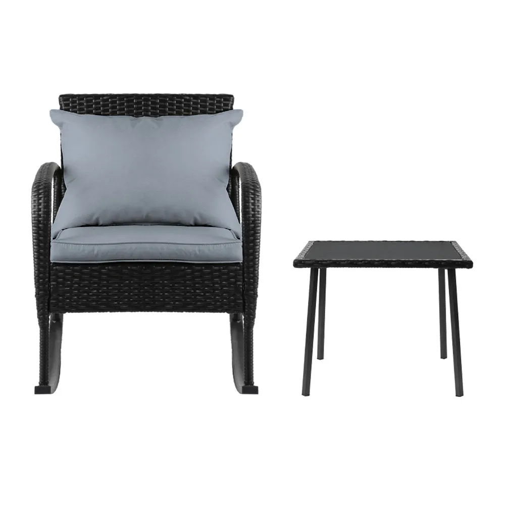 3 Piece Outdoor Rocking Chair Set