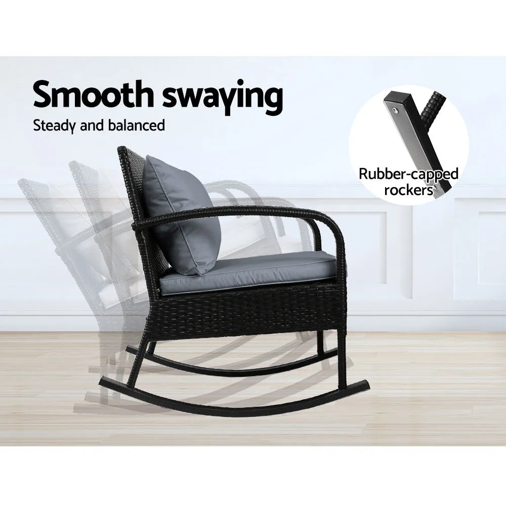 3 Piece Outdoor Rocking Chair Set