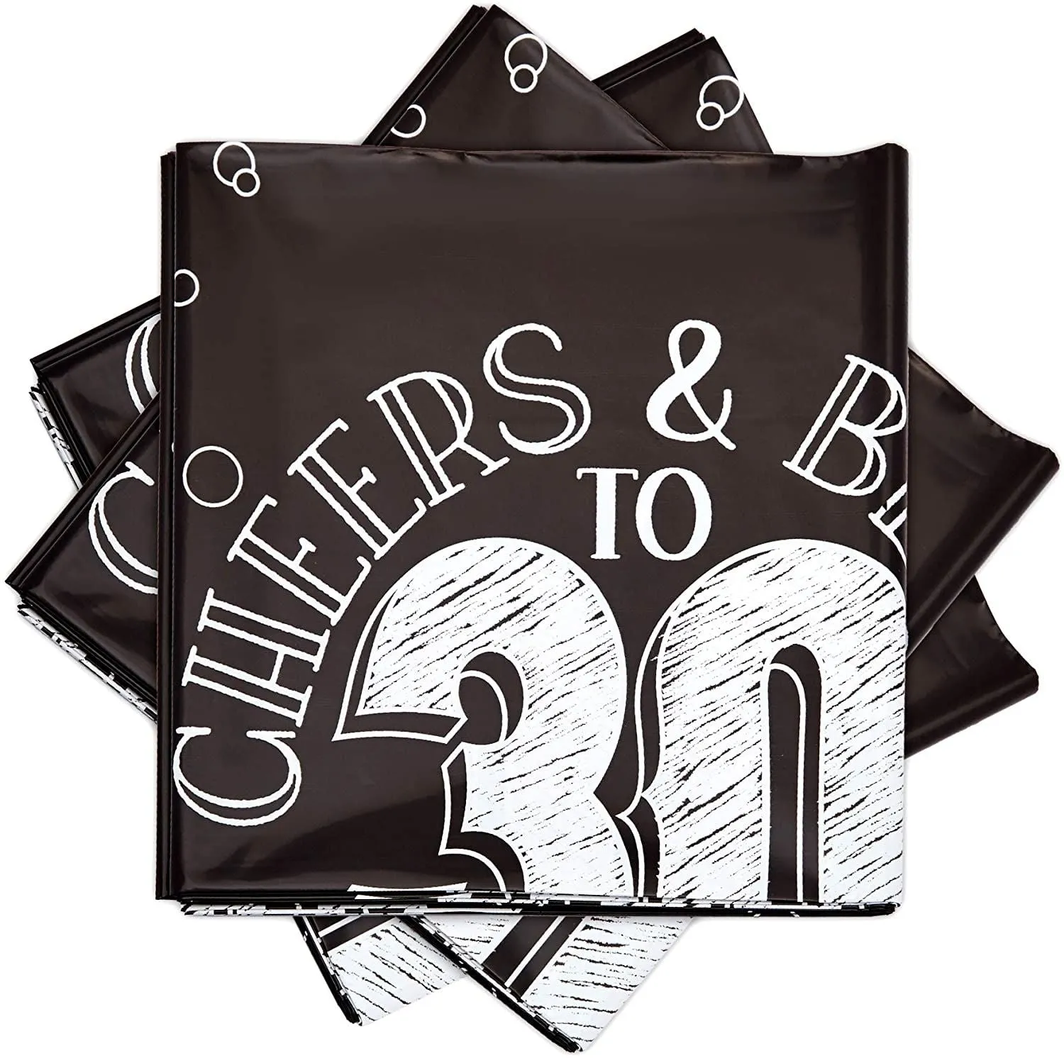 30 Years Plastic Tablecloth for Birthday, Cheers and Beers (54 x 108 in, 3 Pack)