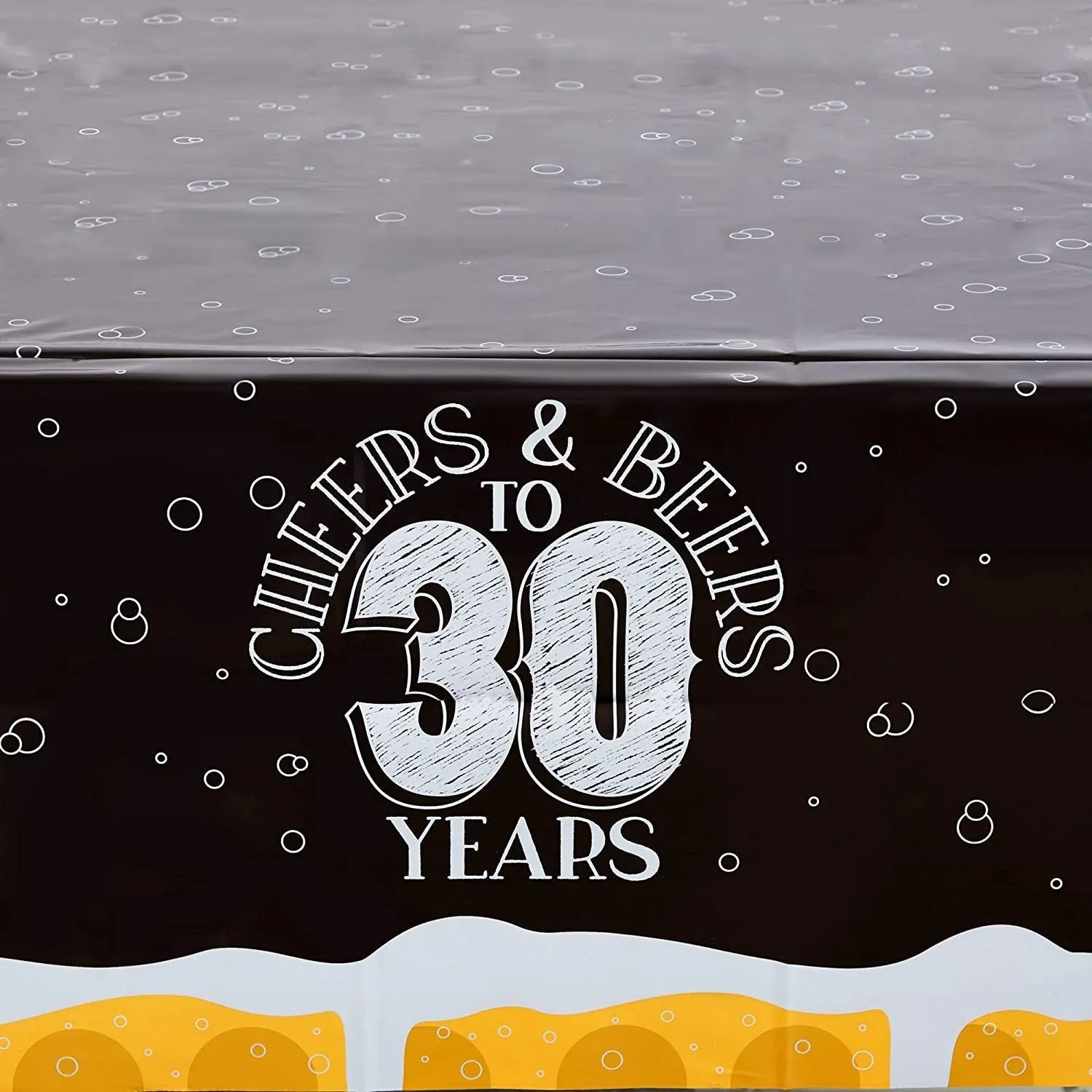30 Years Plastic Tablecloth for Birthday, Cheers and Beers (54 x 108 in, 3 Pack)