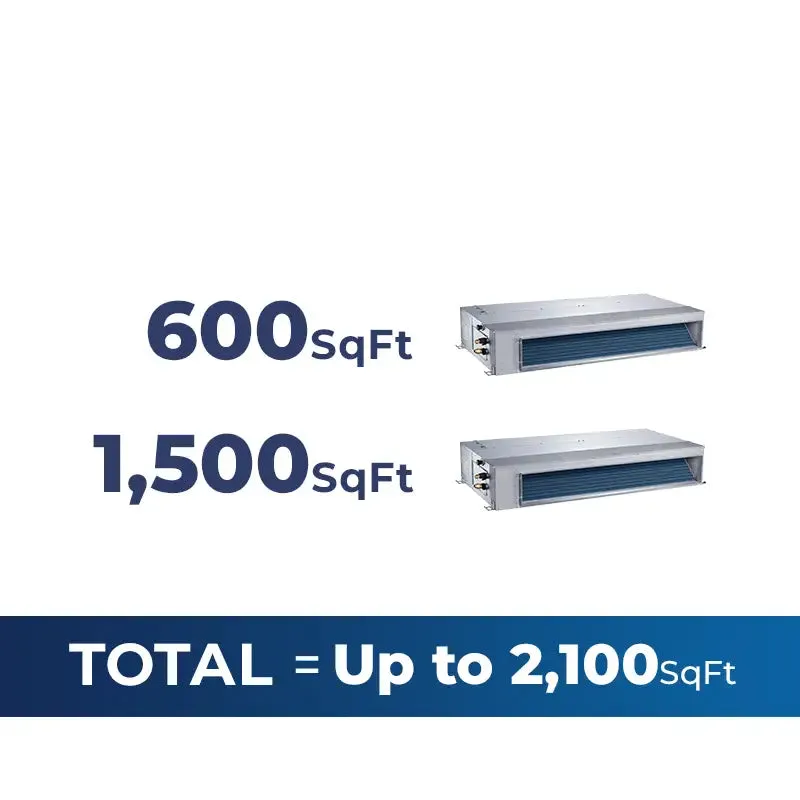 36,000 BTU 20 SEER2 ACiQ 2-Zone Concealed Duct Mini Split System - 12 24