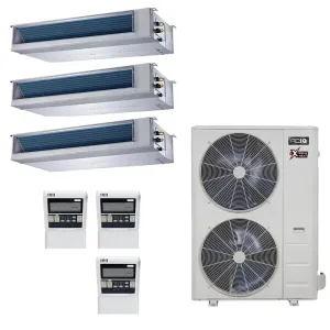 39,000 BTU 22.2 SEER2 ACiQ 3-Zone Concealed Duct Mini Split System w/ Extreme Heat - 9 12 18