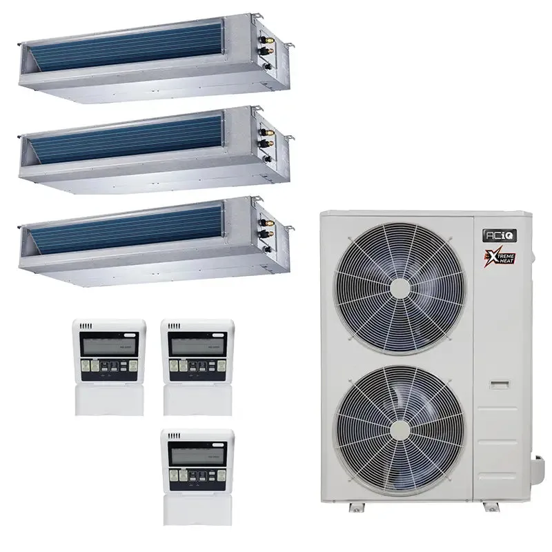 39,000 BTU 22.2 SEER2 ACiQ 3-Zone Concealed Duct Mini Split System w/ Extreme Heat - 9 12 18
