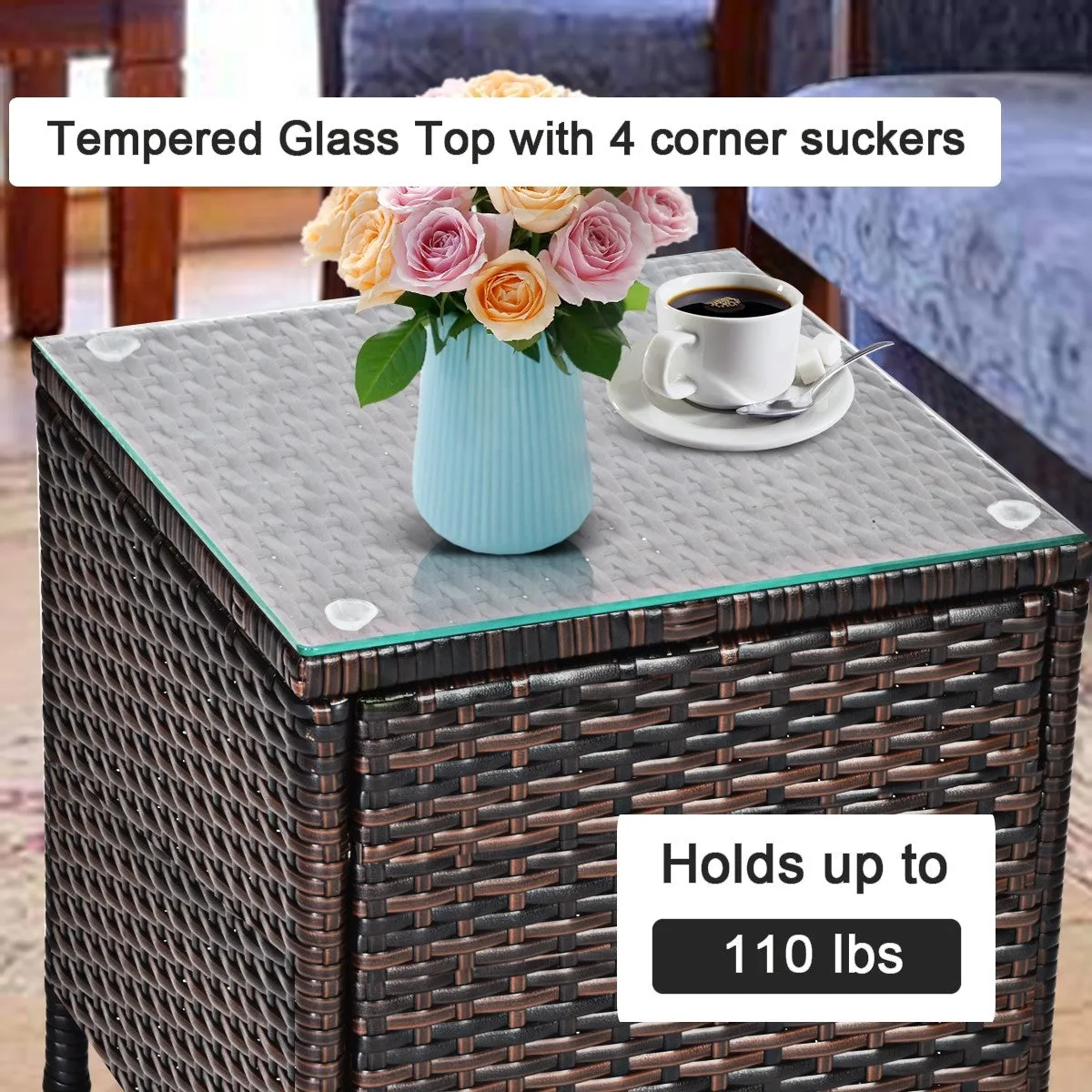 3pc Patio Wicker Rattan Outdoor Furniture Set - Navy
