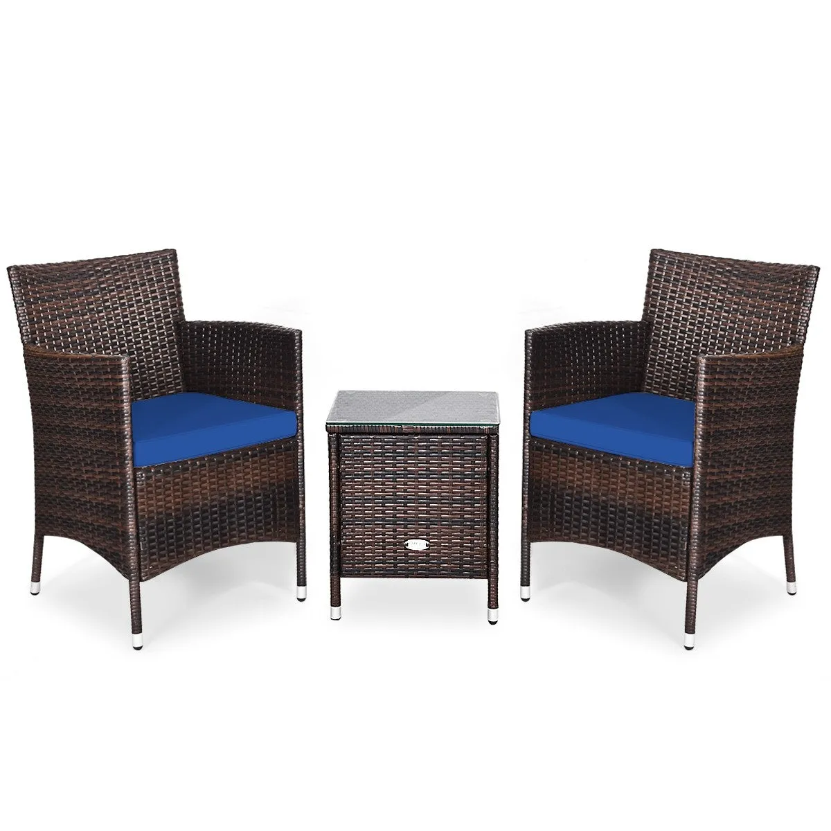 3pc Patio Wicker Rattan Outdoor Furniture Set - Navy