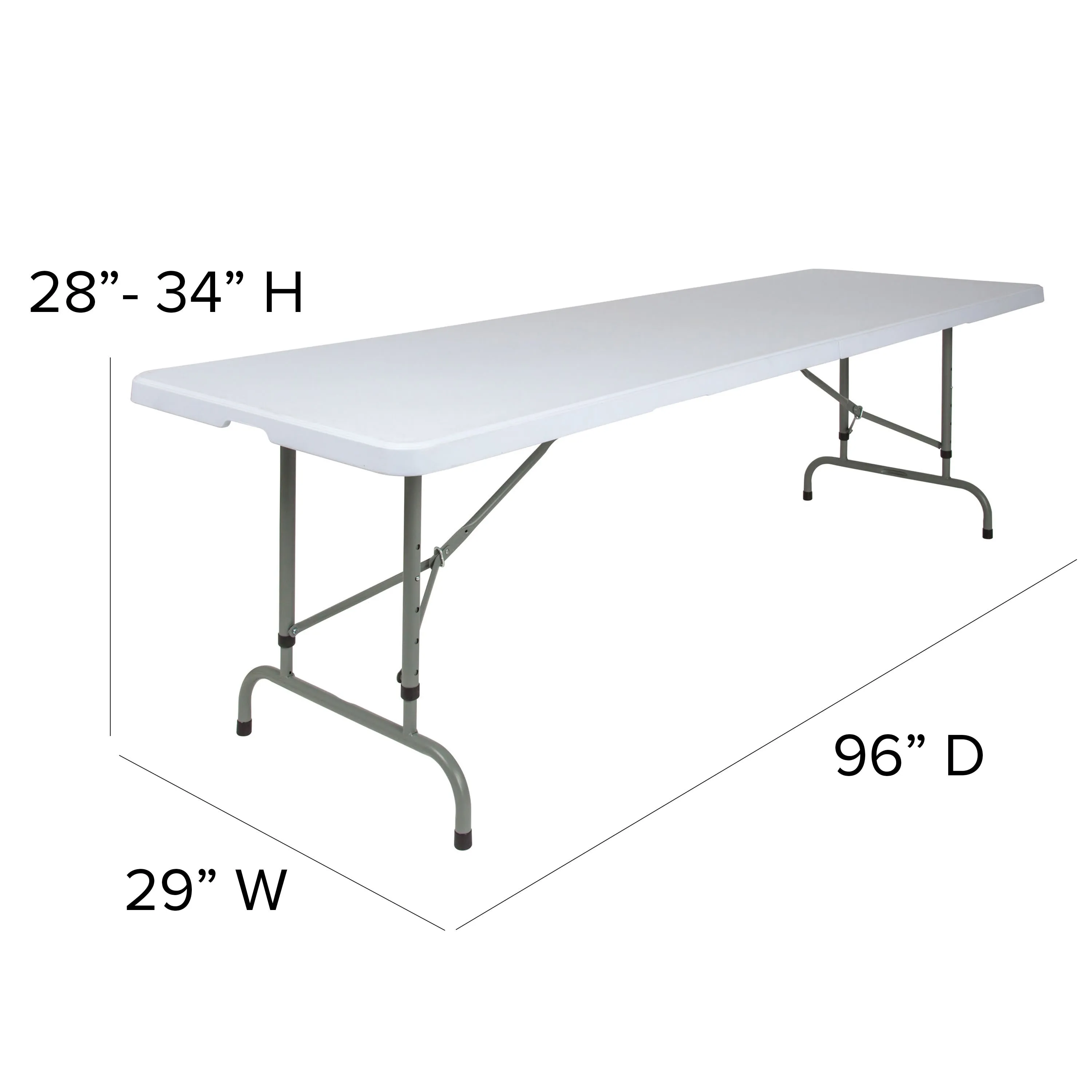 8-Foot Height Adjustable Plastic Folding Table