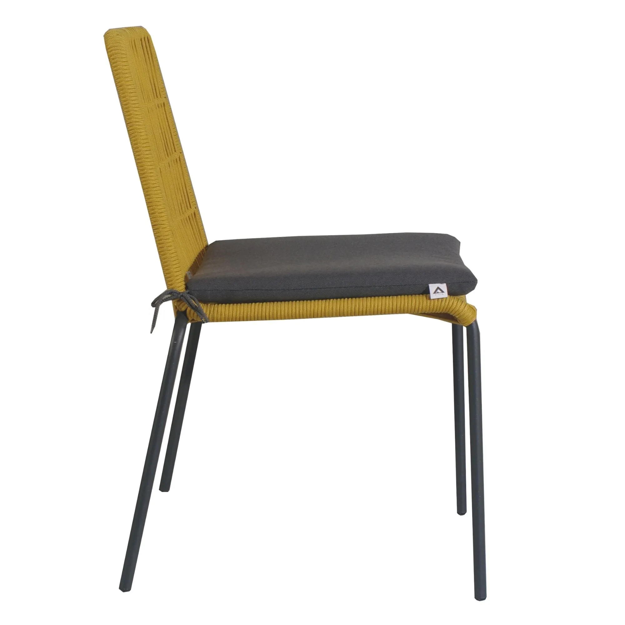 8pc Yellow Waterproof Rope Dining Chairs, Steel Frame