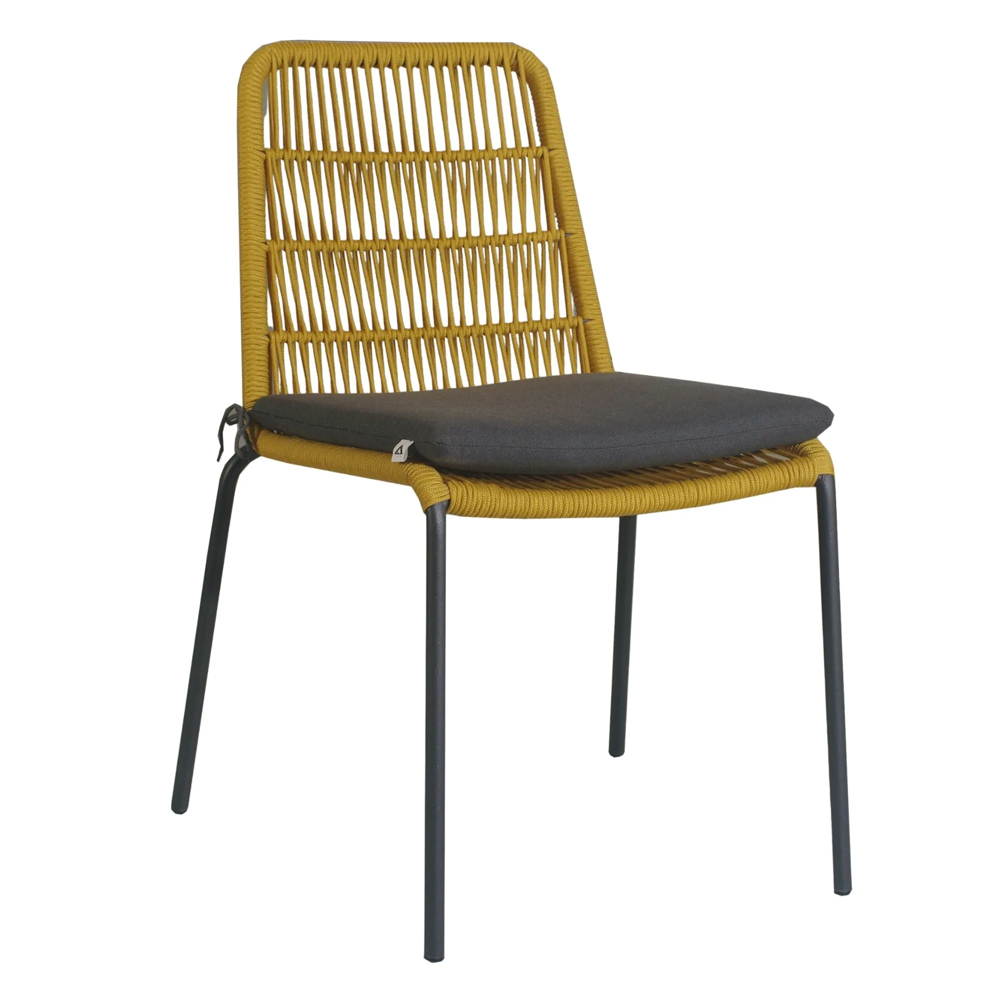 8pc Yellow Waterproof Rope Dining Chairs, Steel Frame