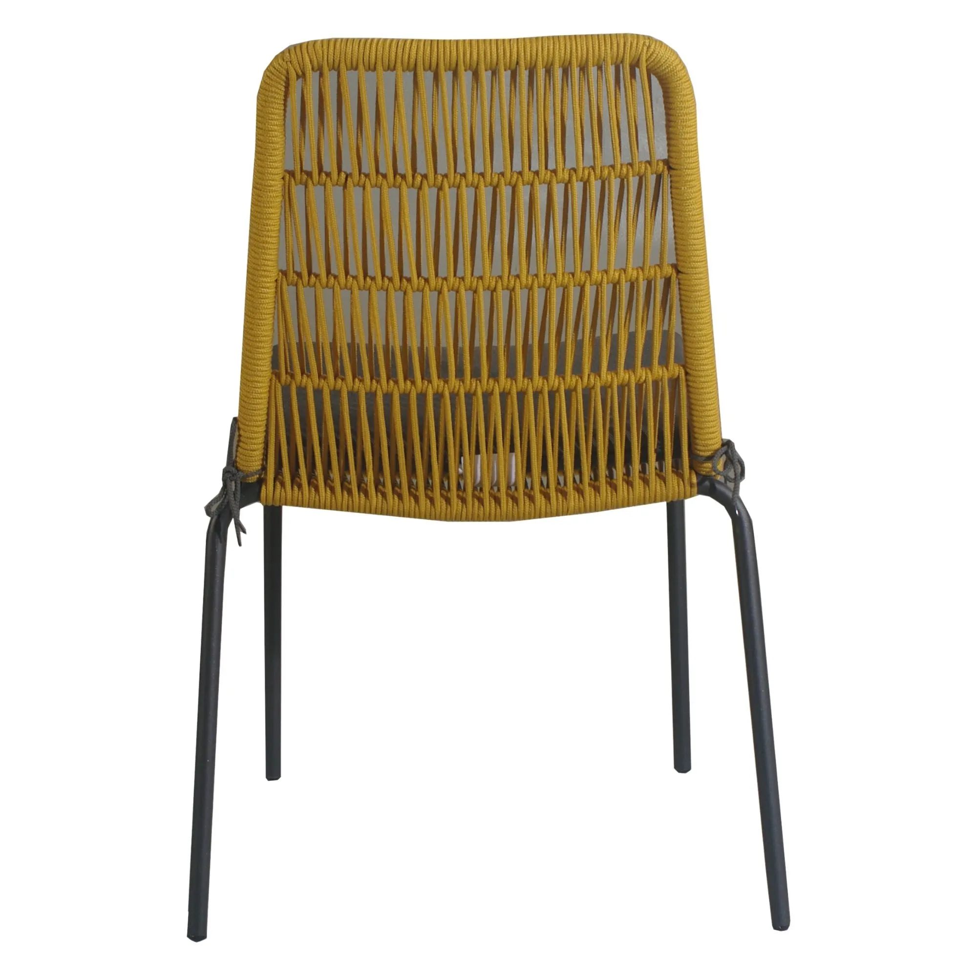 8pc Yellow Waterproof Rope Dining Chairs, Steel Frame