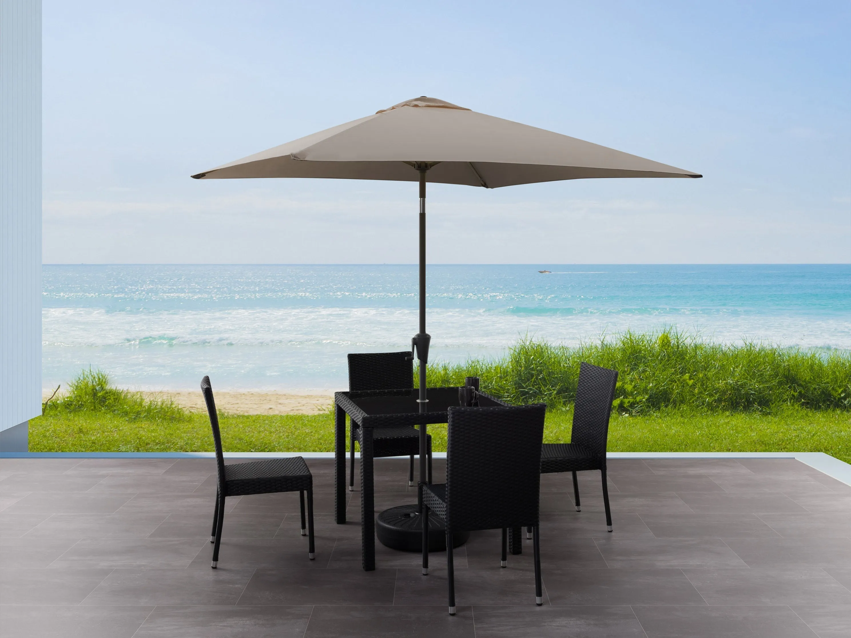 9ft Square Grey Patio Umbrella