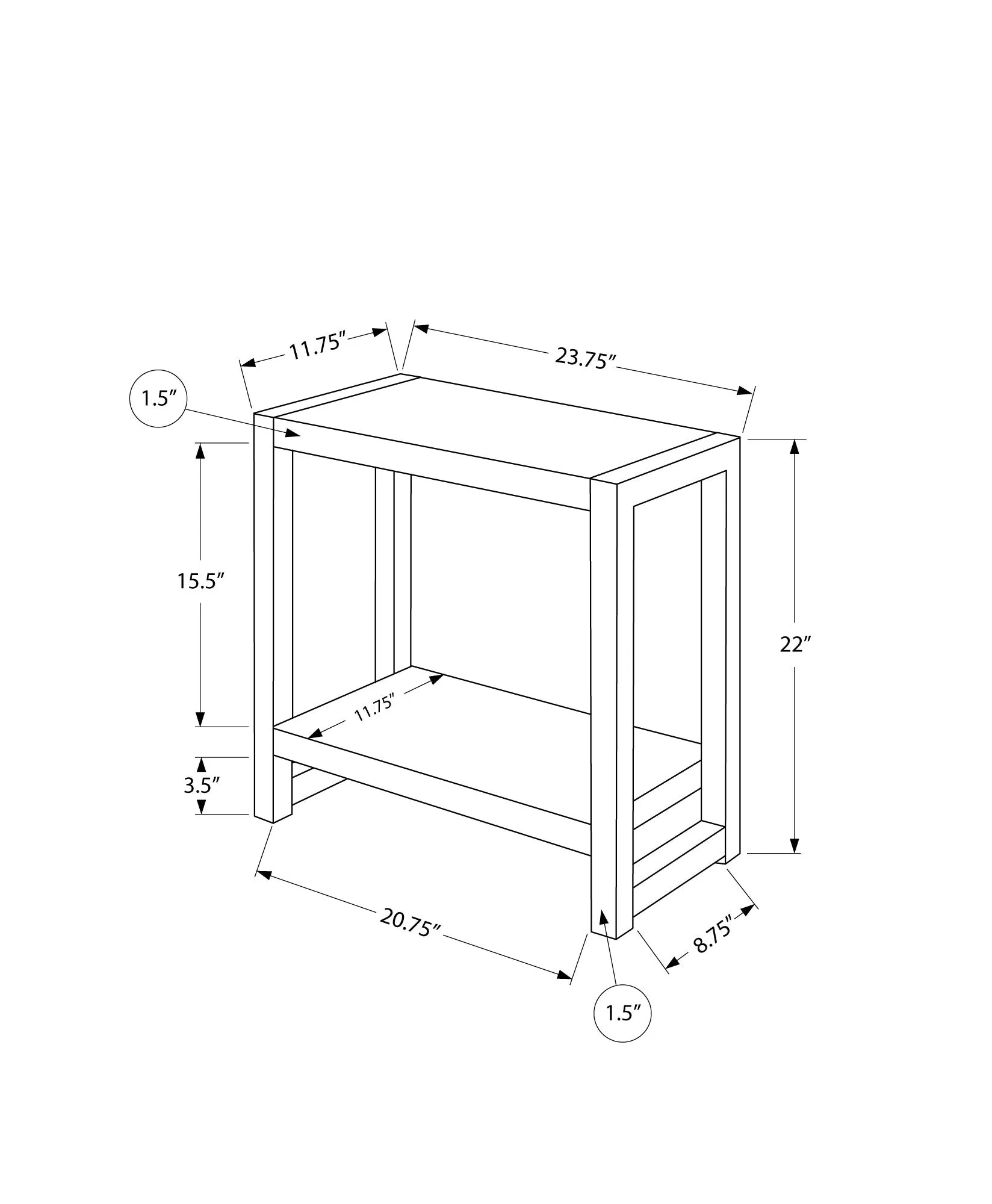 Accent Table - 22"H / Black / Black Metal