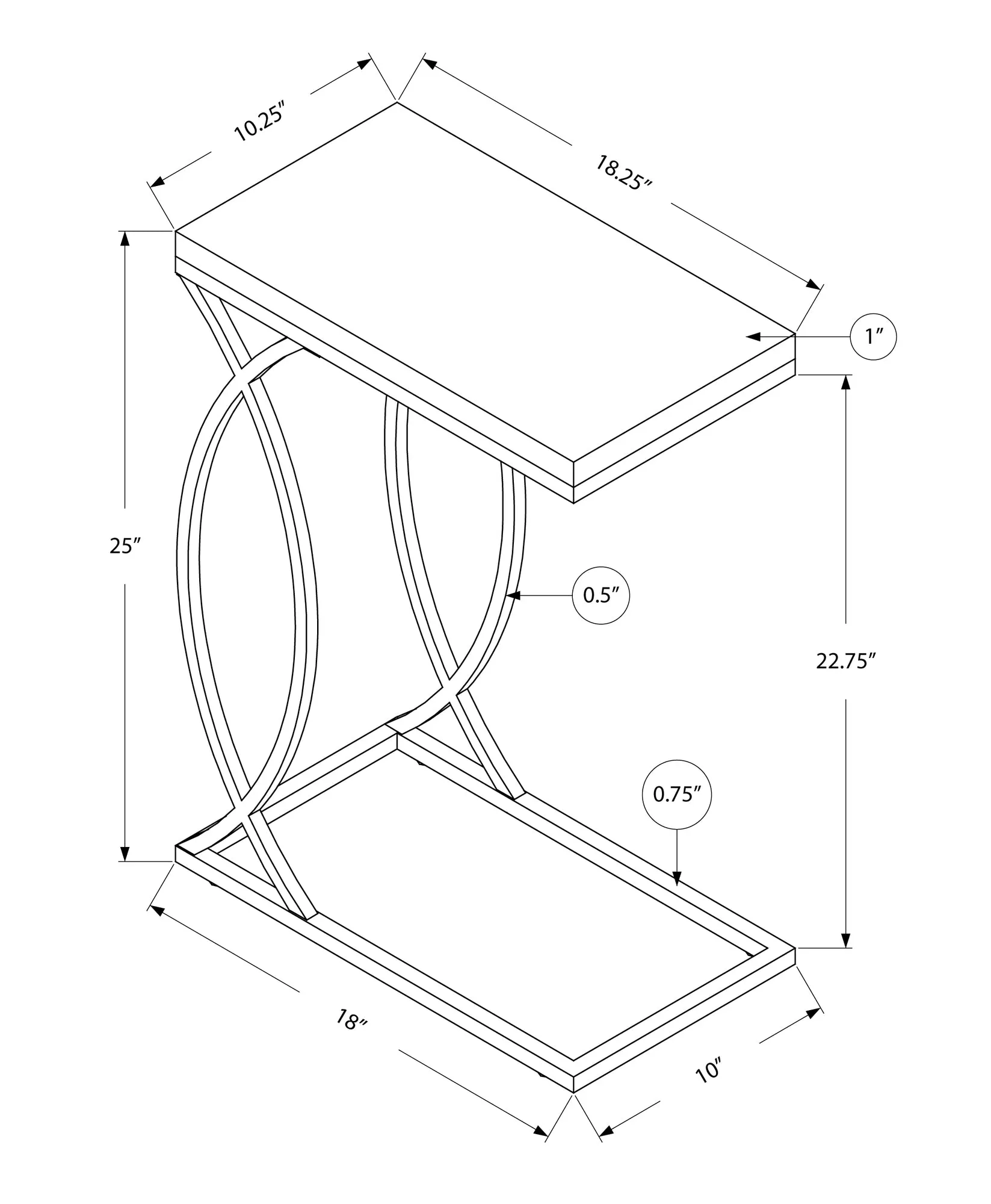 Accent Table - Grey Cement With Chrome Metal