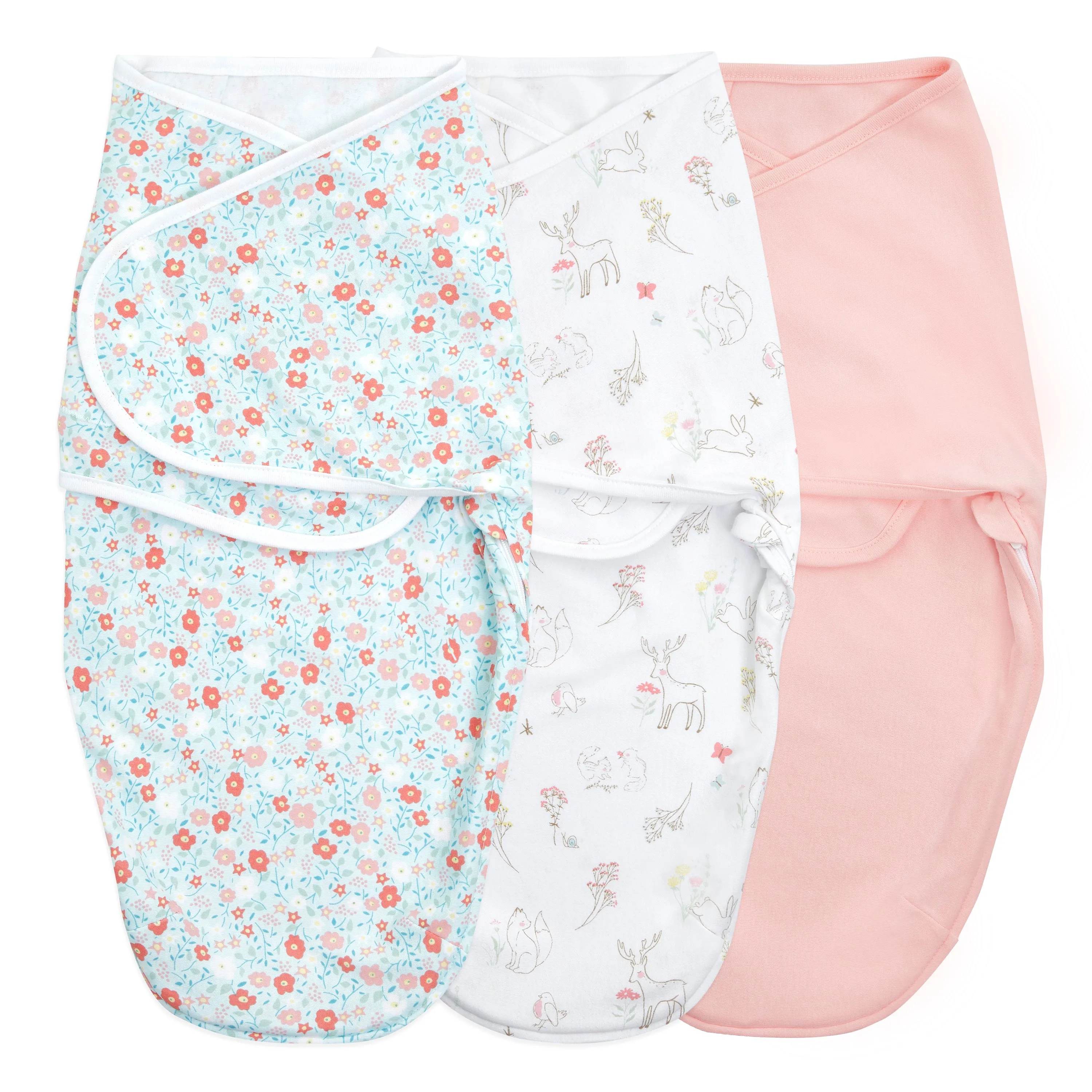 aden   anais Cotton Wrap Swaddles 3 pack Fairy Tale Flowers Pink (0-3 Months)