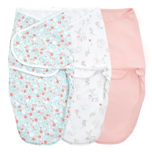 aden   anais Cotton Wrap Swaddles 3 pack Fairy Tale Flowers Pink (0-3 Months)