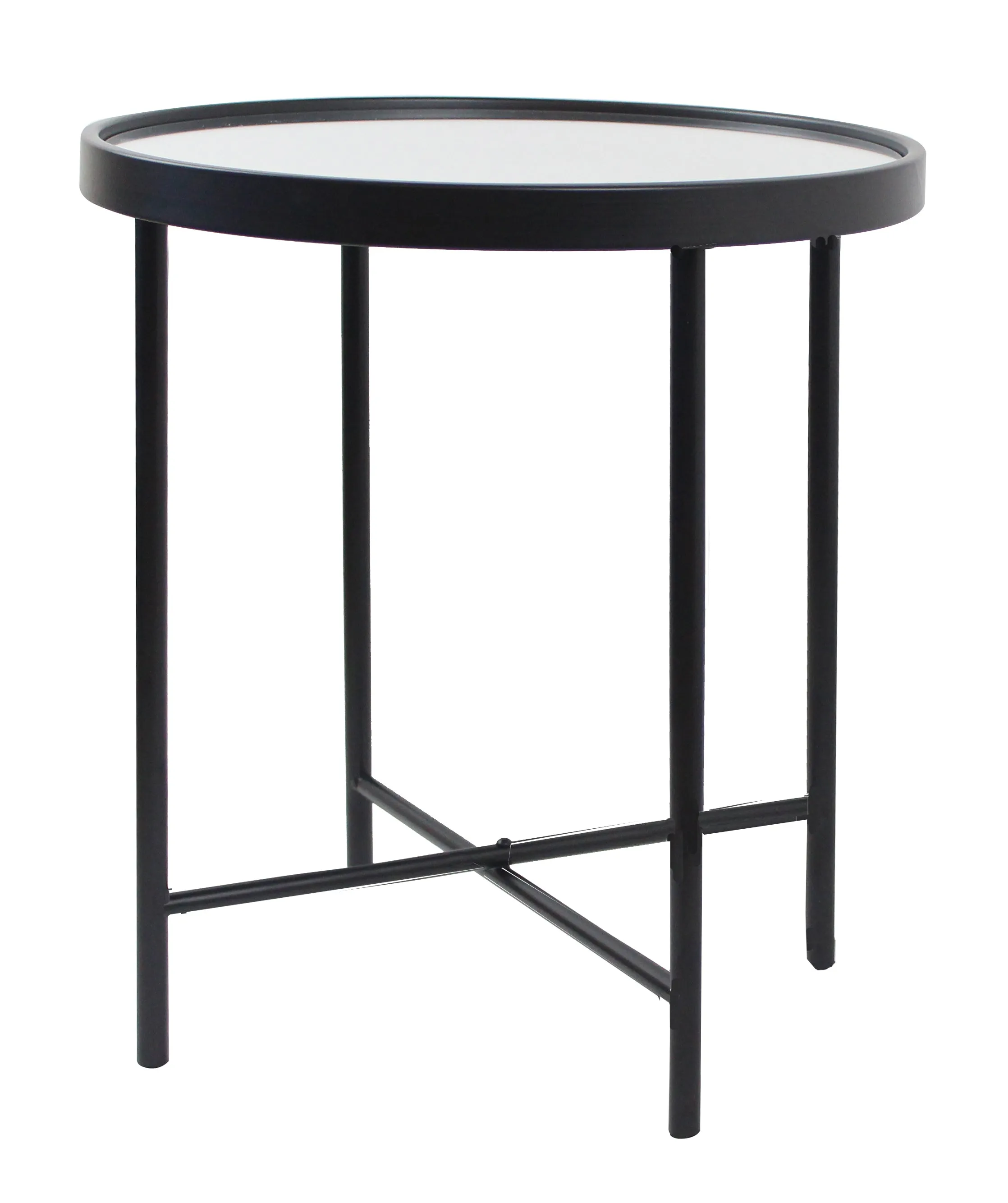 Alario Mirror Top Round Side/End Table/Lamp Table-Black