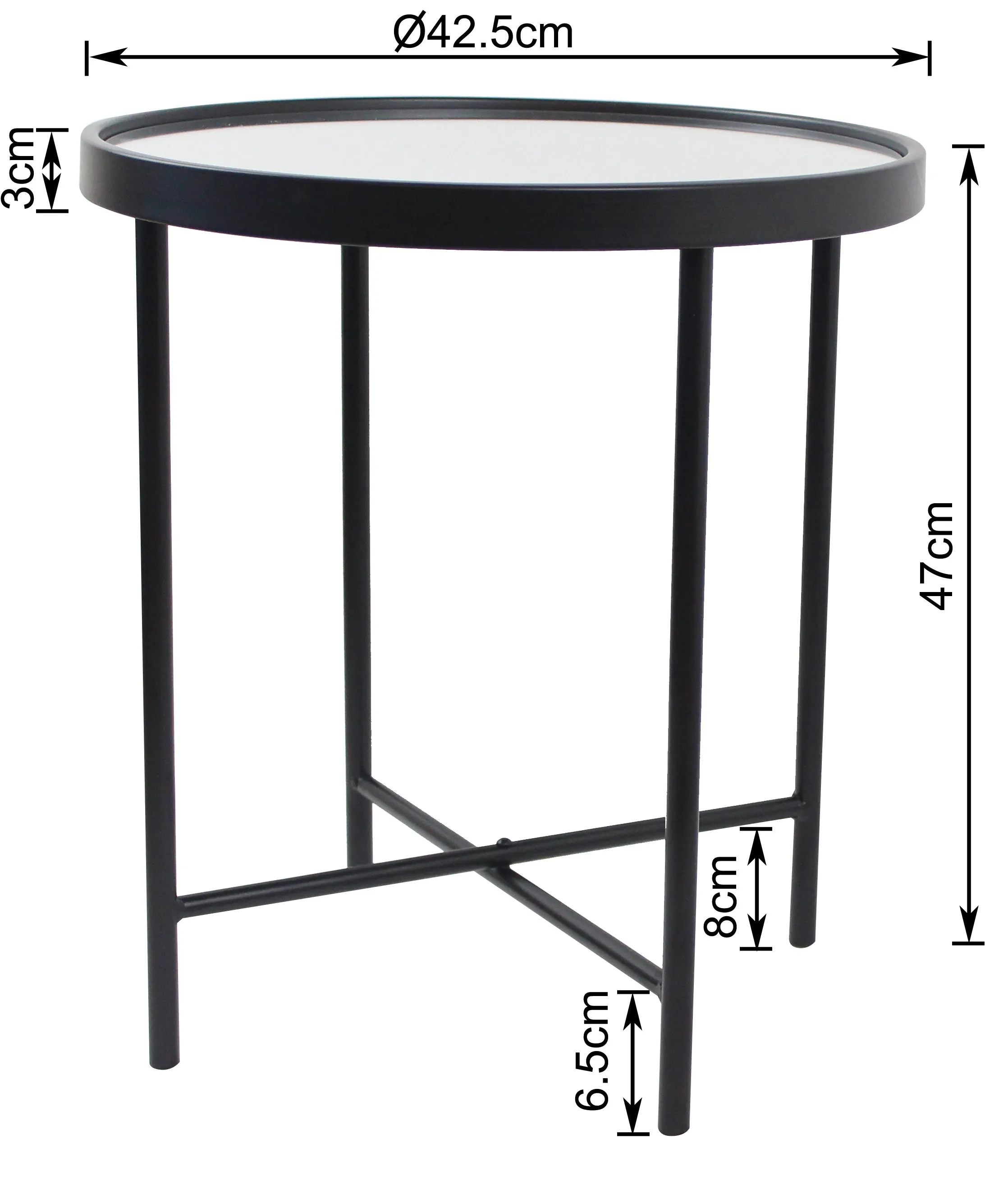 Alario Mirror Top Round Side/End Table/Lamp Table-Black