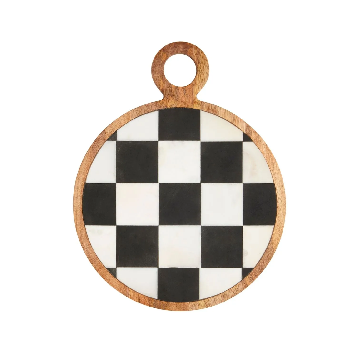 Black & White Checkered Marble Round Board