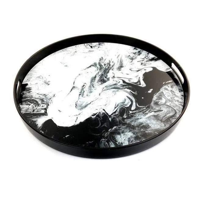 Black & White Round Tray