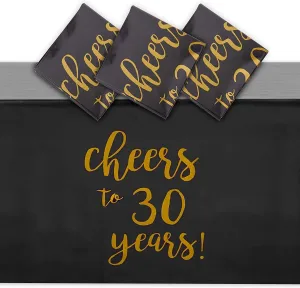 Black Plastic Tablecloth for 30th Birthday Party (54 x 108 in, 3 Pack)