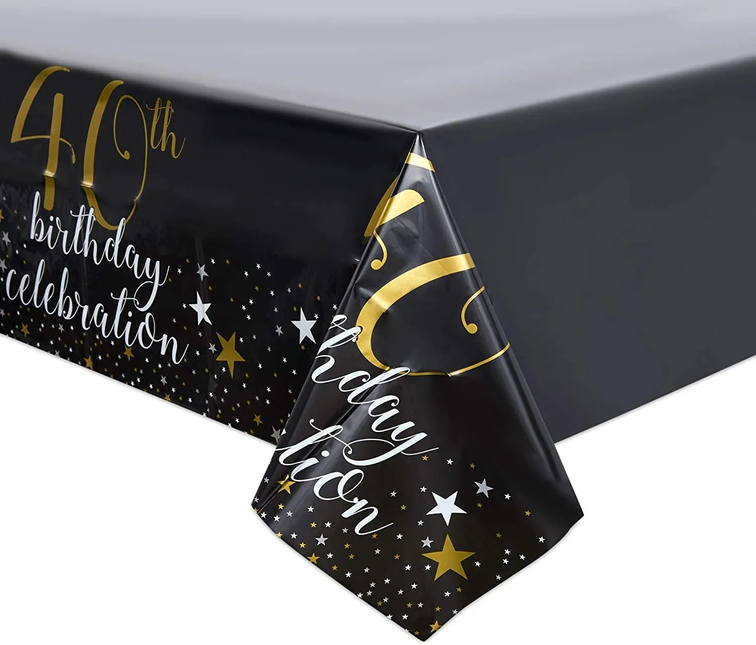 Black Plastic Tablecloth for Party, 40th Birthday Celebration (54 x 108 in, 3 Pack)