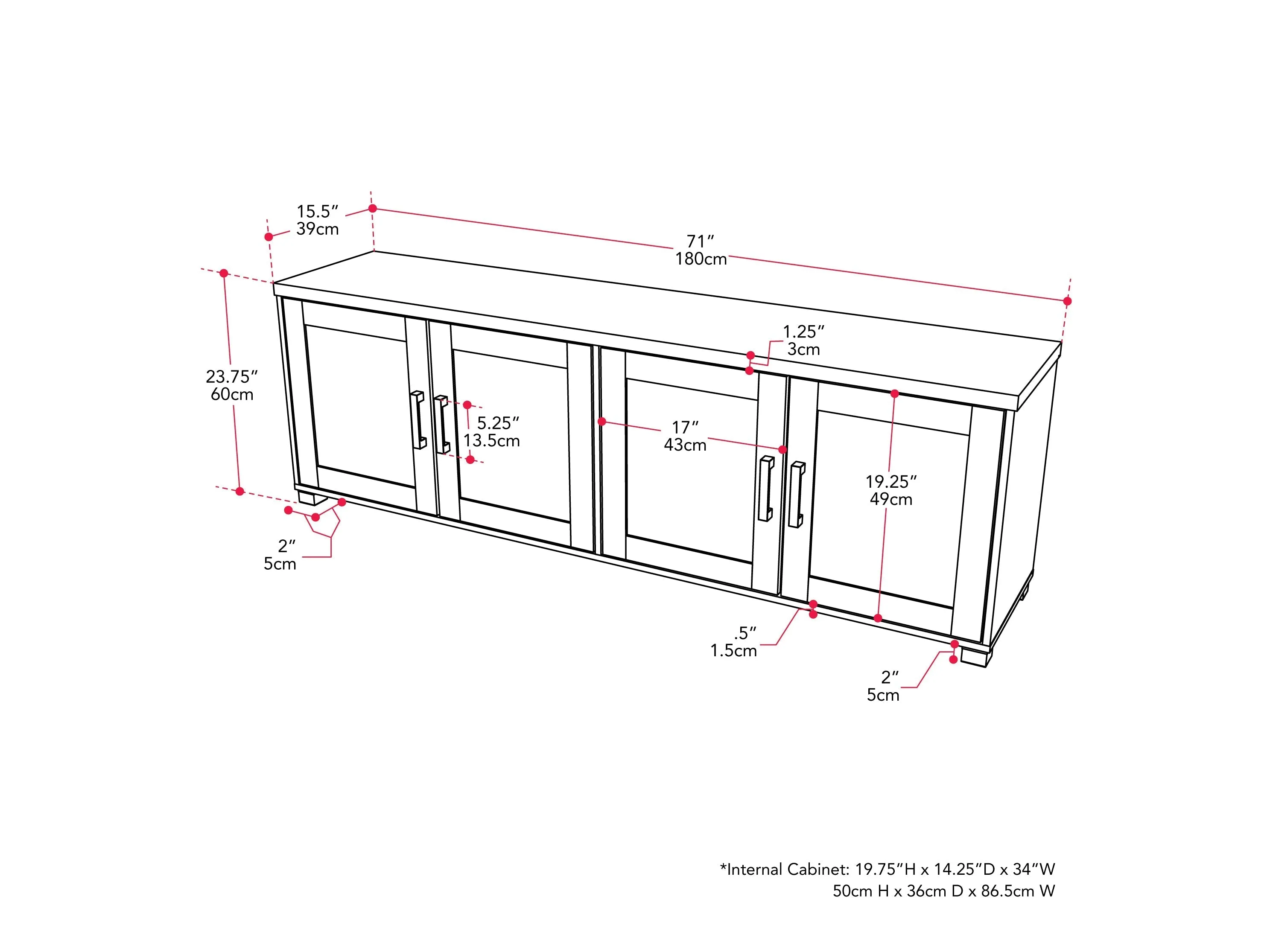 Black TV Stand with Doors, TVs up to 85"