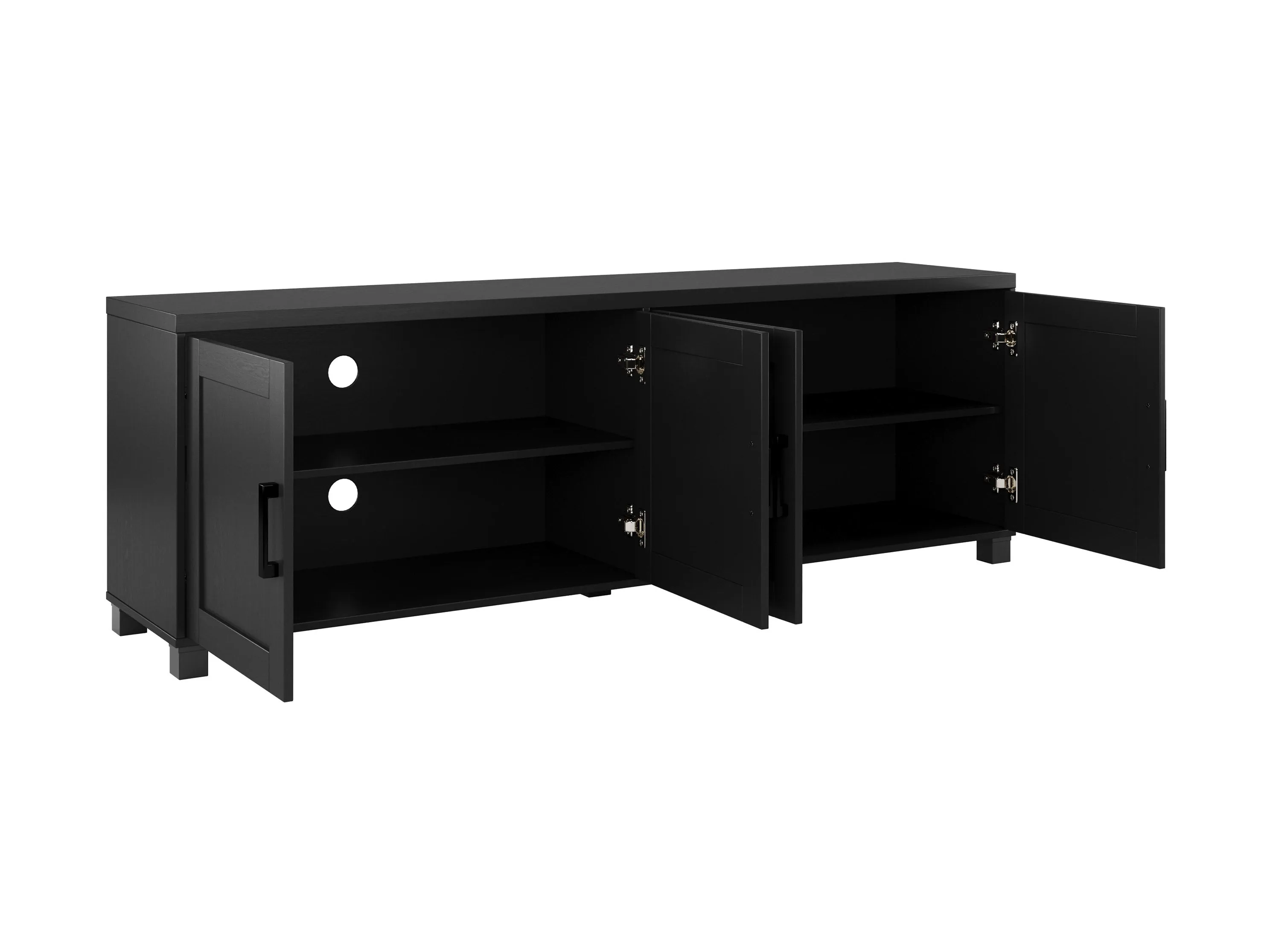 Black TV Stand with Doors, TVs up to 85"