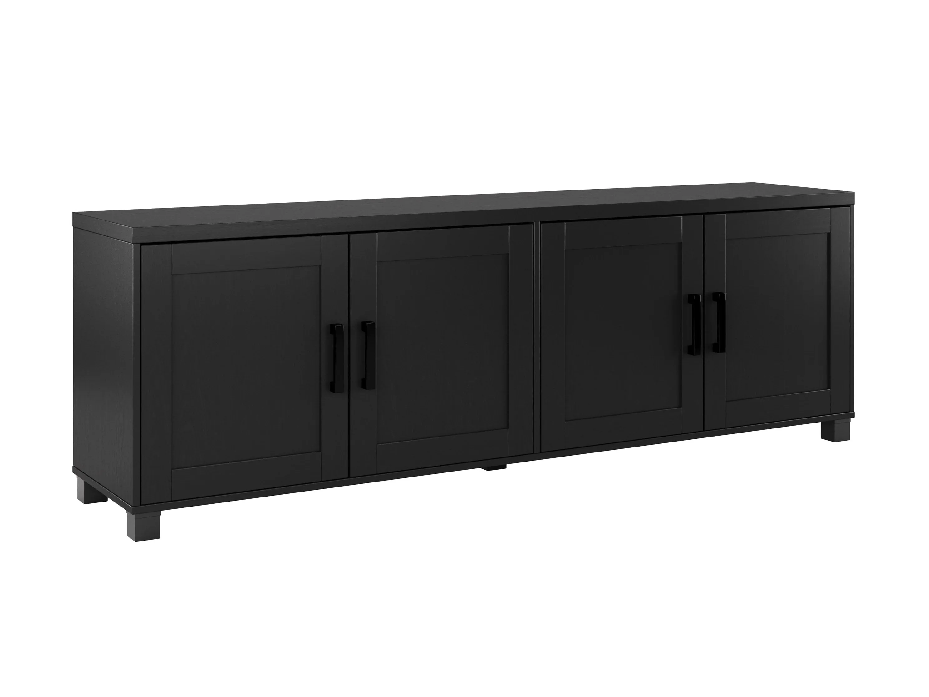 Black TV Stand with Doors, TVs up to 85"