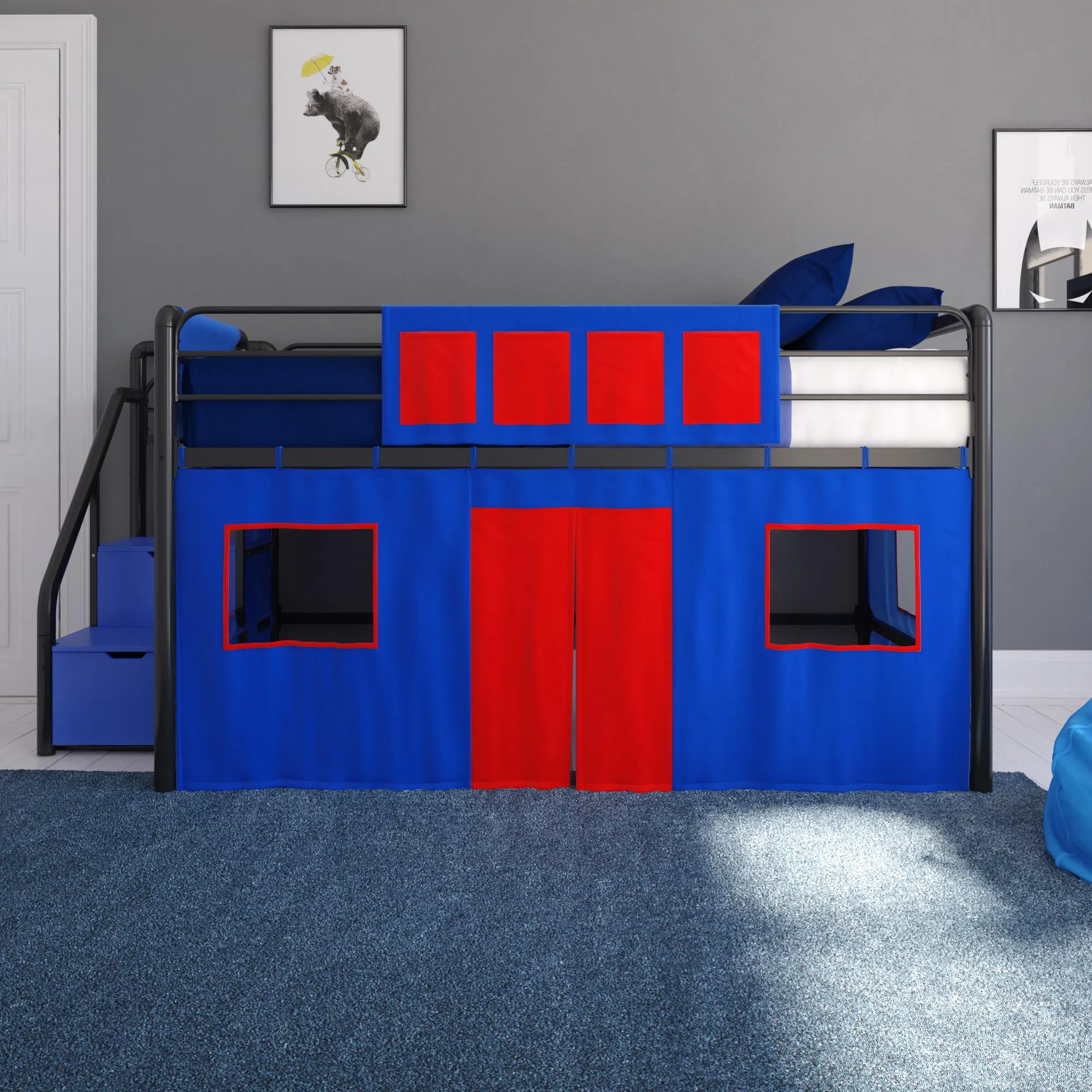 Blue Curtain Set for Junior Loft Bed