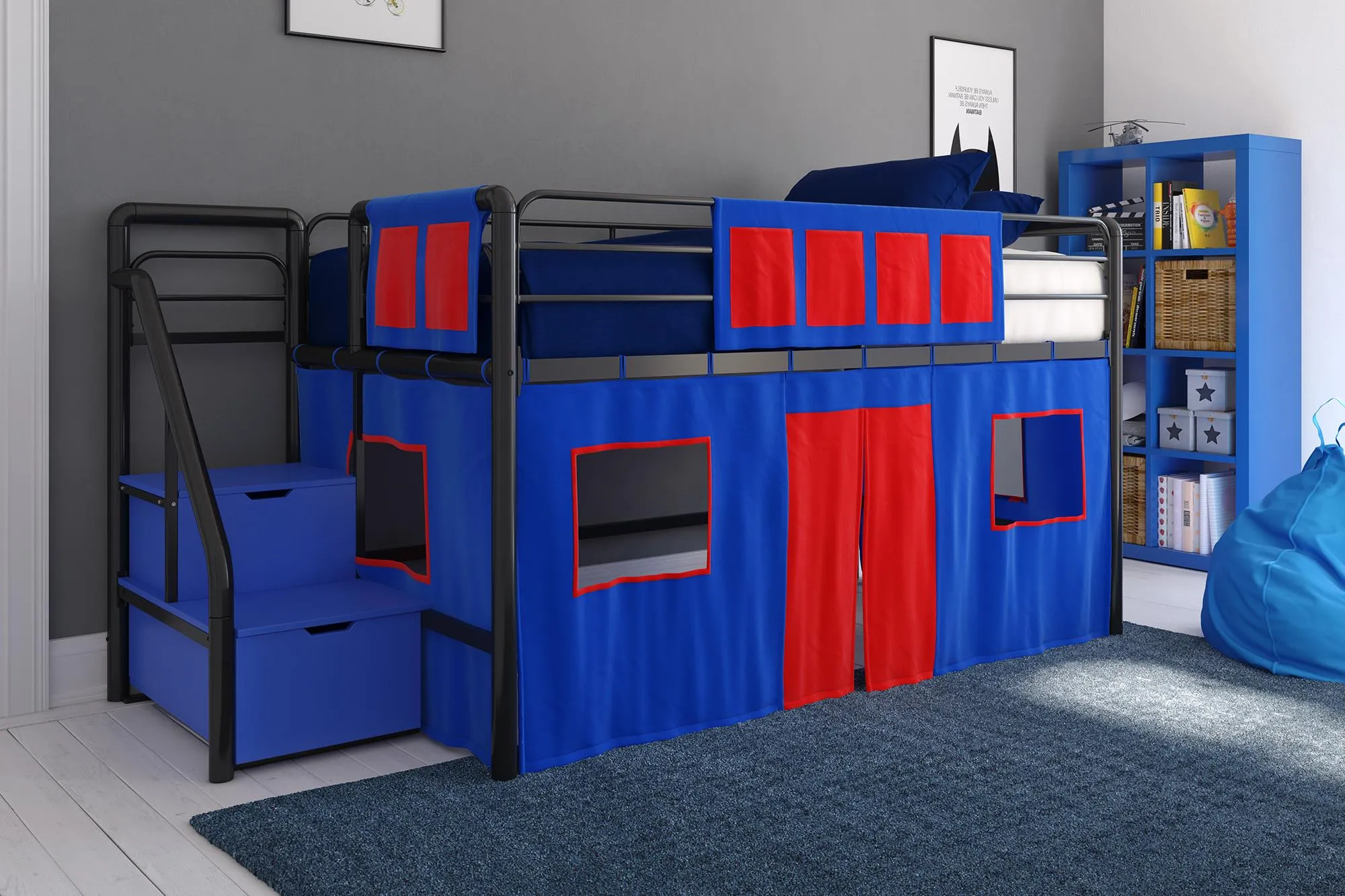 Blue Curtain Set for Junior Loft Bed