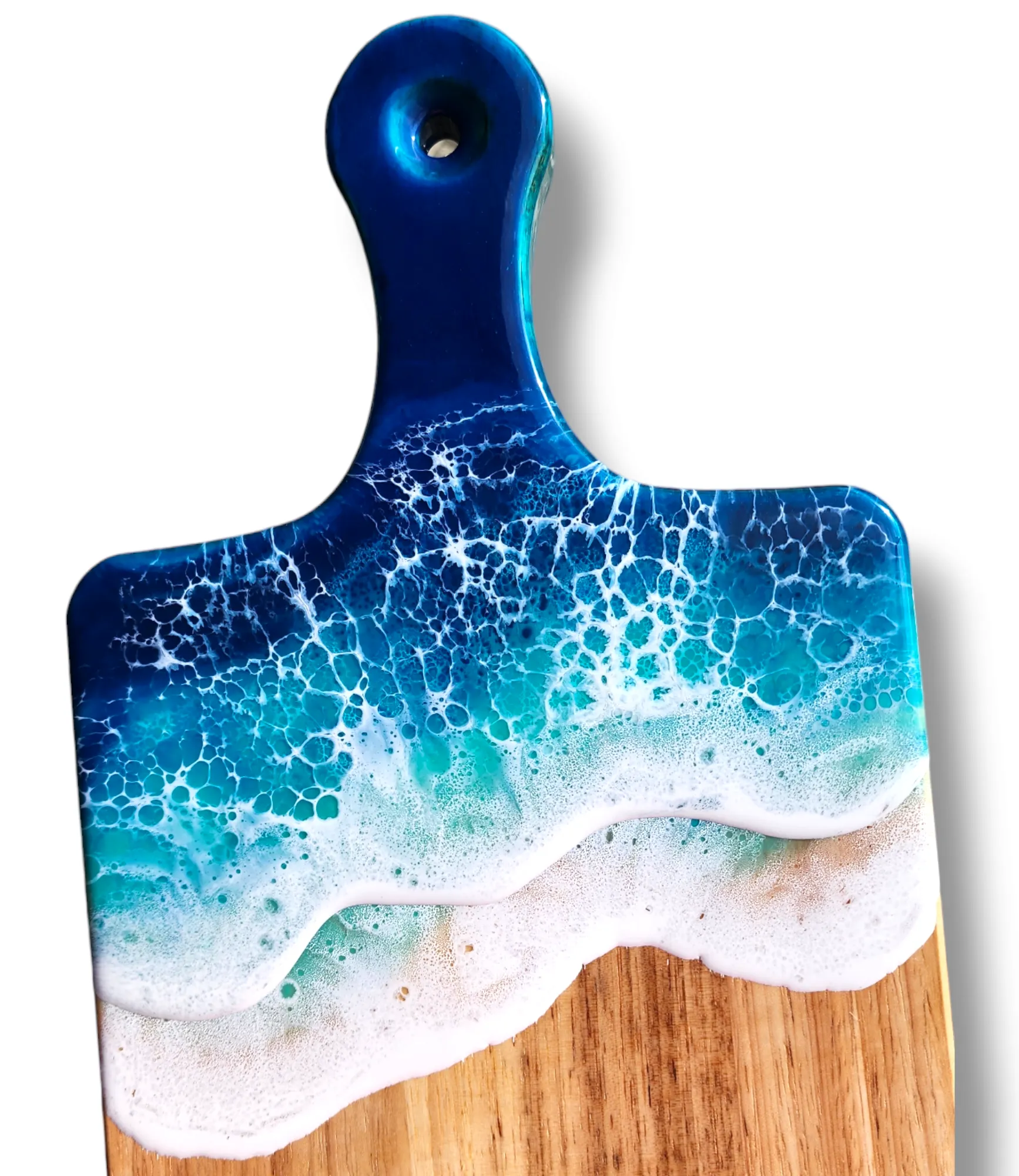 Blue Ocean Wave Serving Board with Handle
