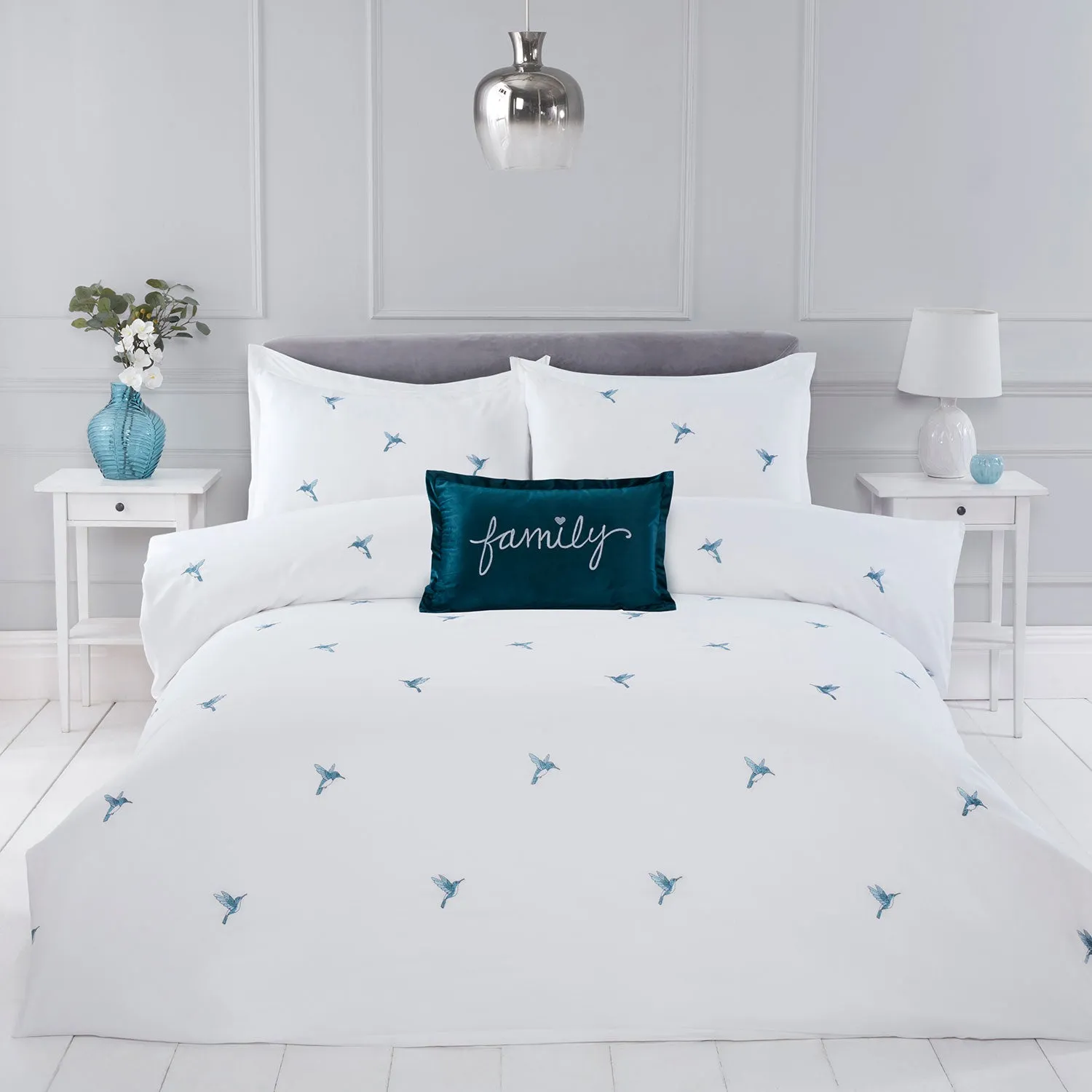 Bluebird White Embroidered Super Soft Duvet Set