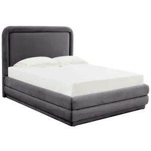 Briella Velvet Queen Bed, Dark Grey