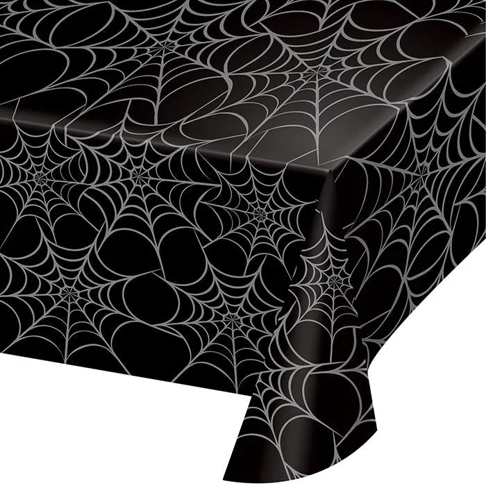 Bulk Silver Webs Plastic Table Cover (12 per Case)
