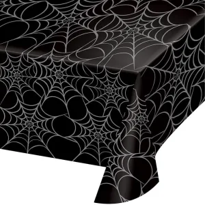Bulk Silver Webs Plastic Table Cover (12 per Case)