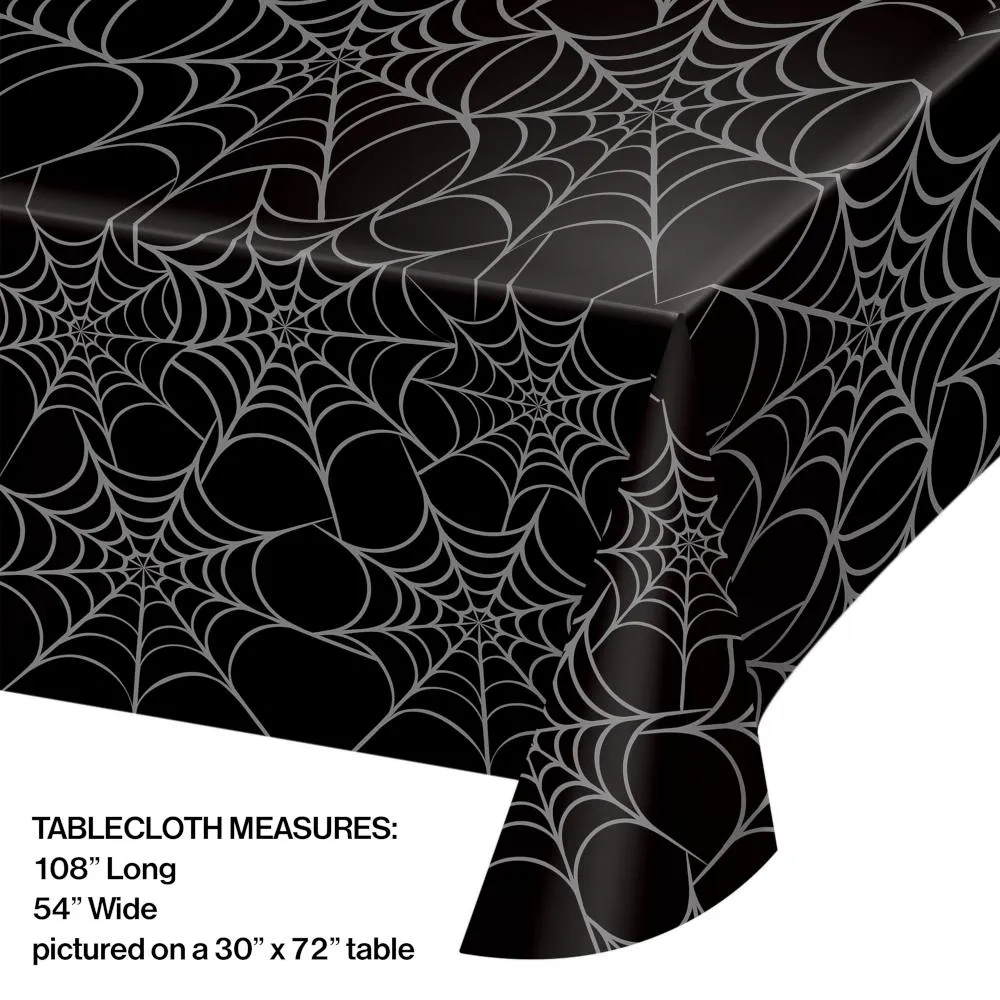 Bulk Silver Webs Plastic Table Cover (12 per Case)