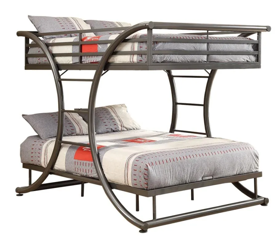 Bunks Full-over-Full Contemporary Bunk Bed (GUNMETAL)  - 460078