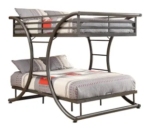 Bunks Full-over-Full Contemporary Bunk Bed (GUNMETAL)  - 460078