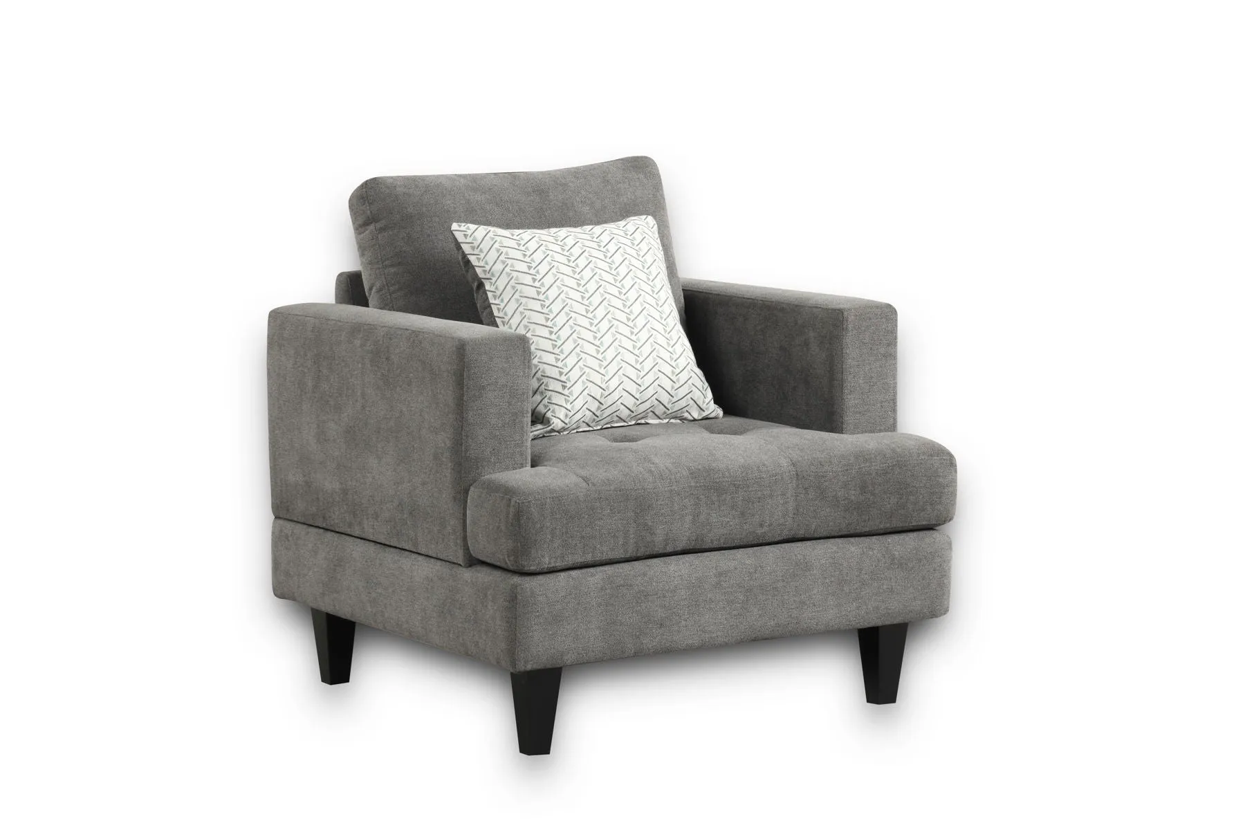 Callaway - Chenille Chair With Throw Pillow - Gray by Couch.com