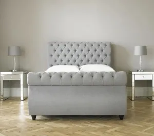 Canterbury Chesterfield Sleigh Fabric Bed - 3ft Single