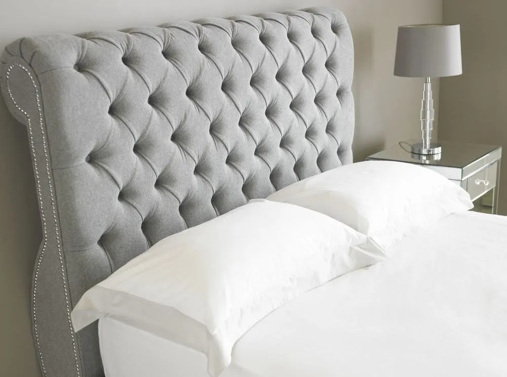 Canterbury Chesterfield Sleigh Fabric Bed - 3ft Single
