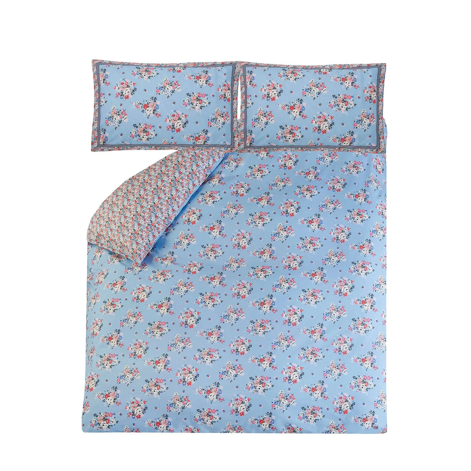 Cath Kidston Clifton Mews Sky Blue 100% Cotton Duvet Set